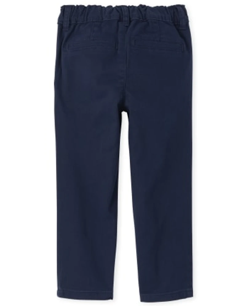 Toddler Girls Uniform Ruffle Stretch Skinny Chino Pants 2-Pack