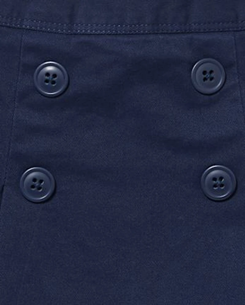 Jupe-short d'uniforme à boutons extensibles pour filles - Slim