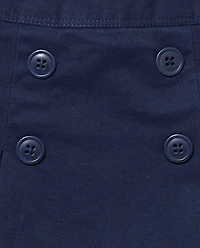 Jupe-short d'uniforme à boutons extensibles pour filles - Slim