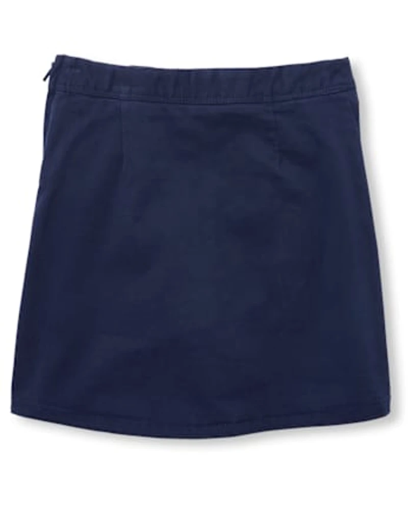 Jupe-short d'uniforme à boutons extensibles pour filles - Slim