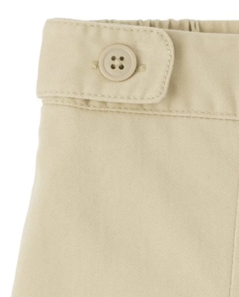 Girls Uniform Wrinkle Resistant Stretch Button Skort