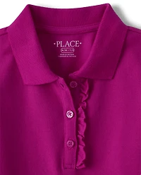 Girls Uniform Ruffle Soft Pique Polo Dress