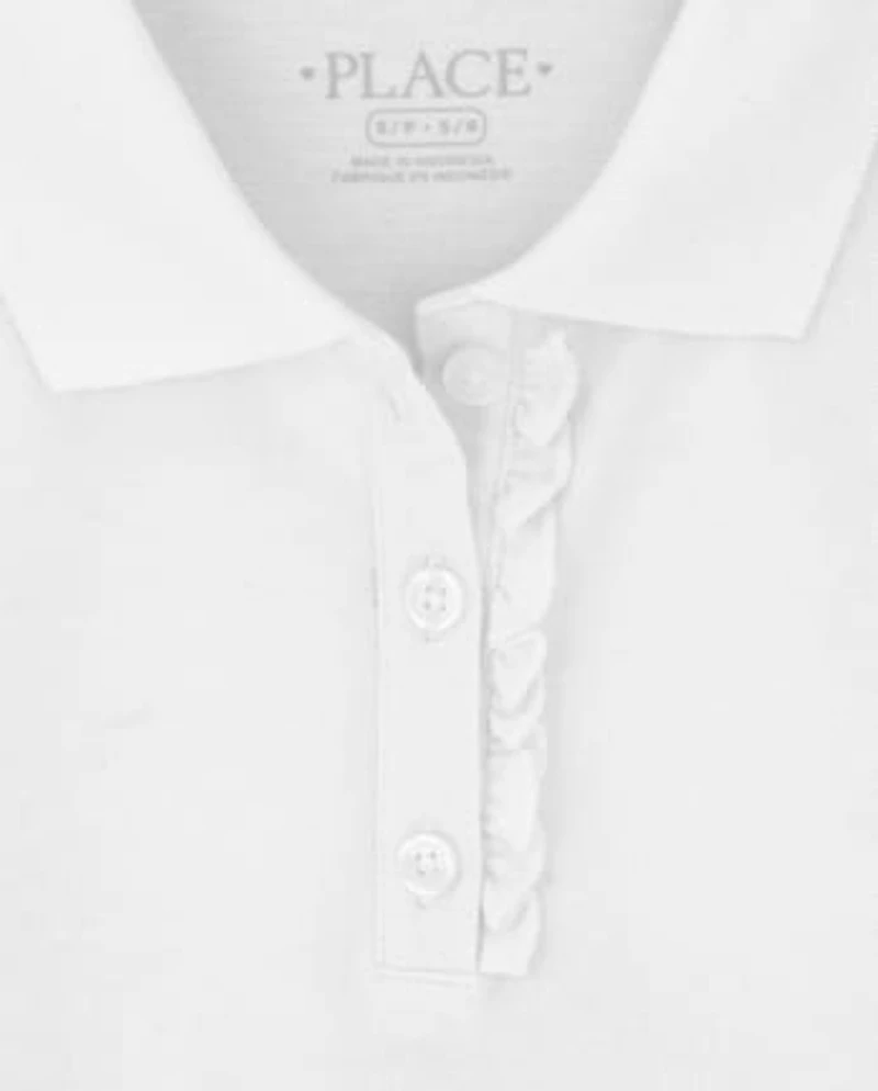 Girls Uniform Ruffle Soft Stretch Pique Polo -Pack