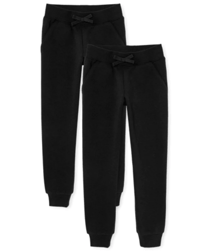 Girls Fleece Jogger Pants 2-Pack
