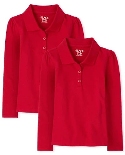 Girls Uniform Soft Stretch Pique Polo -Pack