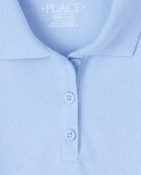 Lot de 2 polos piqués extensibles et doux pour uniformes filles