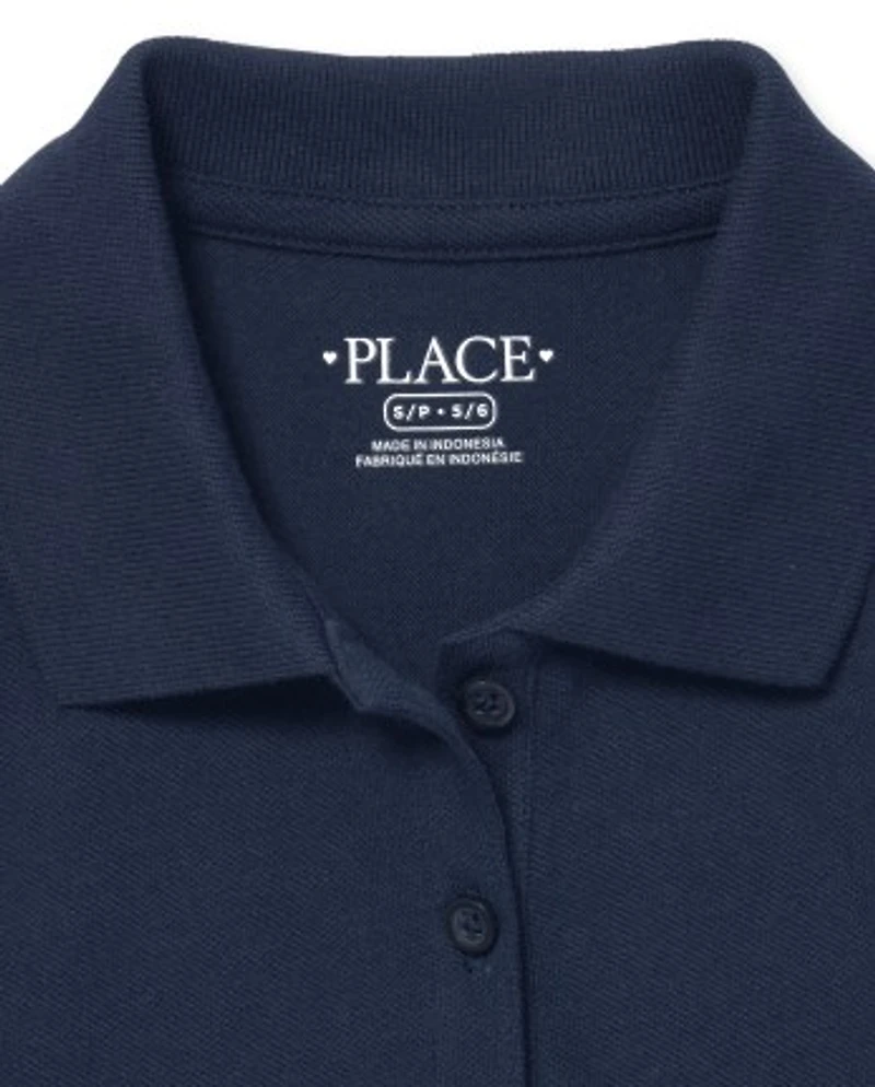 Girls Uniform Soft Stretch Pique Polo 2-Pack