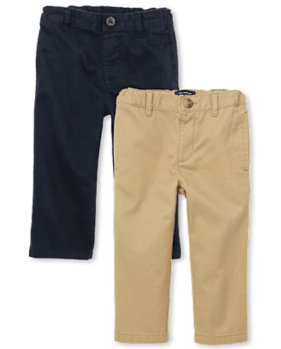 Baby And Toddler Boys Uniform Relaxed Straight Chino Pants -Pack