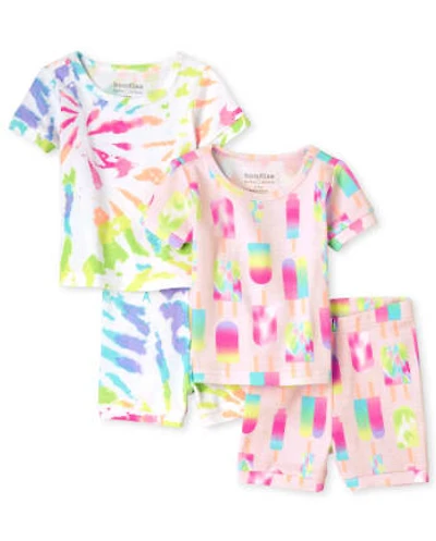 Baby And Toddler Girls Tie Dye Snug Fit Cotton Pajamas 2-Pack