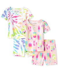 Baby And Toddler Girls Tie Dye Snug Fit Cotton Pajamas 2-Pack