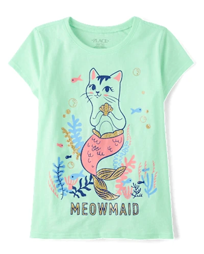 Girls Meowmaid Graphic Tee