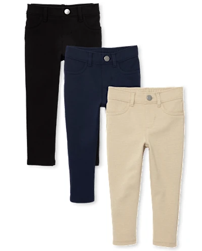 Toddler Girls Uniform Ponte Knit Pull On Jeggings 3-Pack