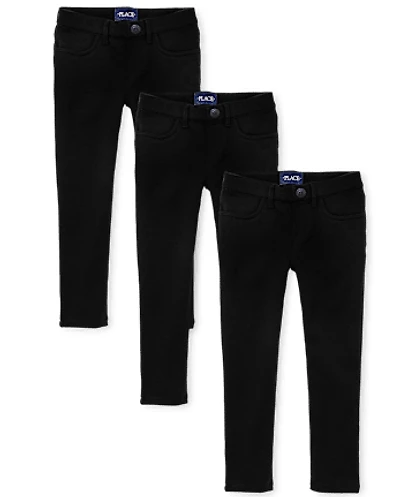 Girls Uniform Ponte Knit Pull On Jeggings 3-Pack