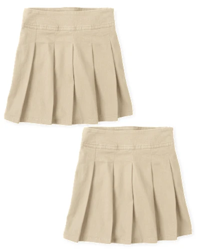 Girls Uniform Stretch Pleated Skort 2-Pack - Plus