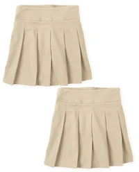Girls Uniform Stretch Pleated Skort 2-Pack - Plus