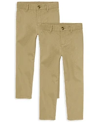 Boys Uniform Stretch Straight Chino Pants 2-Pack