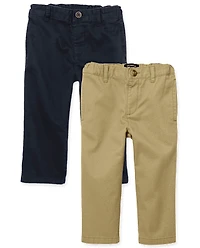 Baby And Toddler Boys Uniform Relaxed Straight Chino Pants -Pack