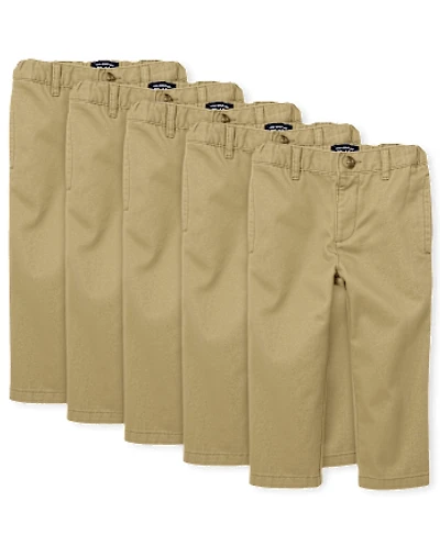 Baby And Toddler Boys Uniform Relaxed Straight Chino Pants 5-Pack
