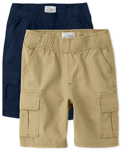 Boys Ripstop Pull On Cargo Shorts 2-Pack