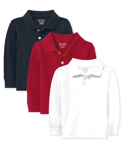 Toddler Boys Uniform Soft Pique Polo 3-Pack
