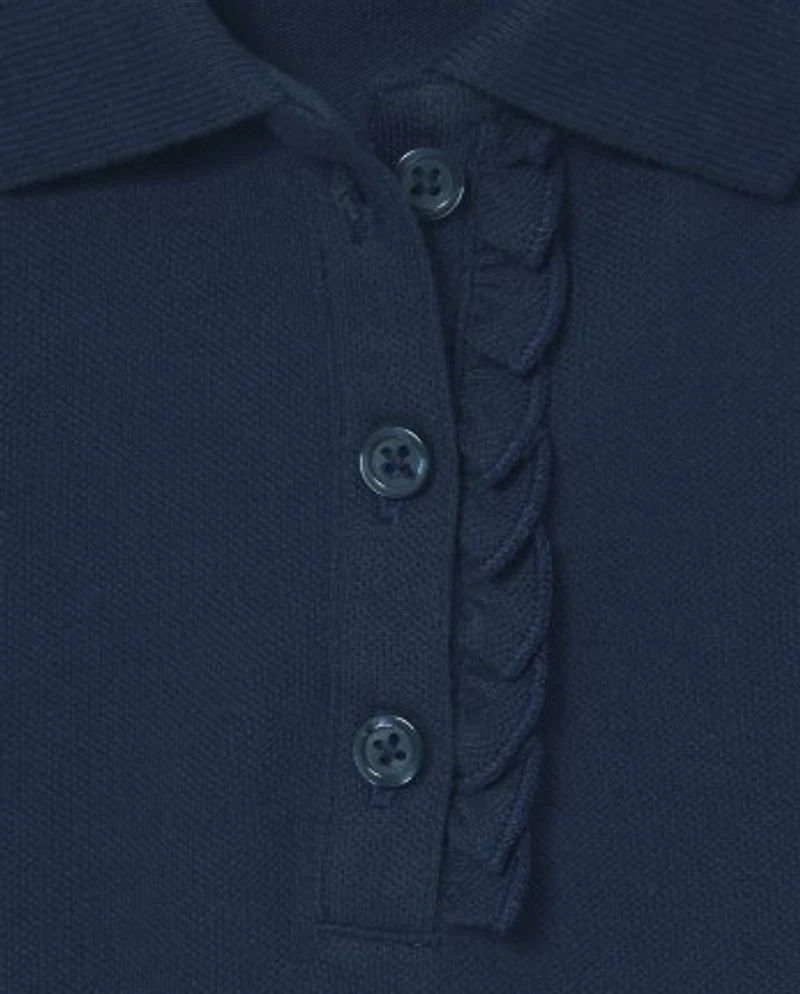 Girls Uniform Ruffle Soft Stretch Pique Polo 4-Pack