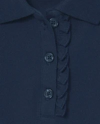 Girls Uniform Ruffle Soft Stretch Pique Polo 4-Pack