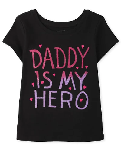 Baby And Toddler Girls Daddy Is My Hero Graphic Tee