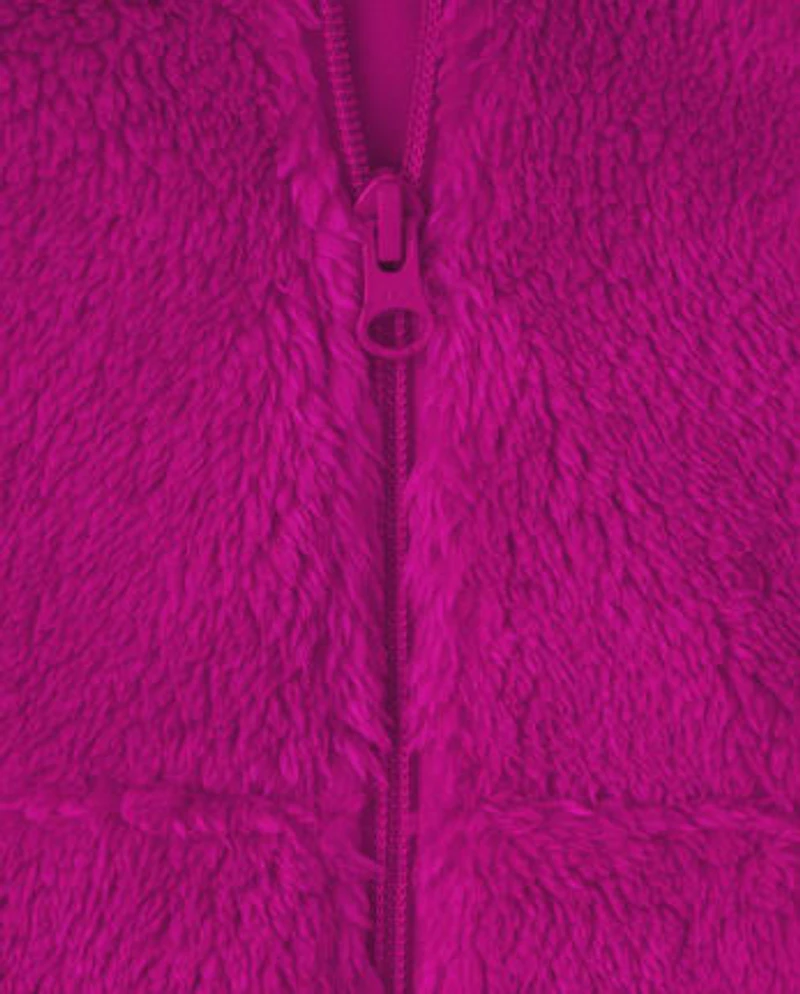 Sweat à capuche zippé en sherpa pour bébés et petites filles