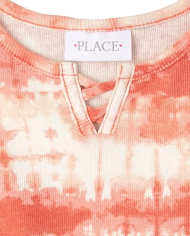 Girls Tie Dye Ribbed Top
