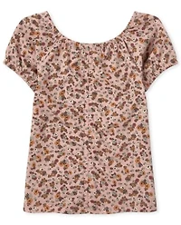 Girls Tie Dye Ruched Top