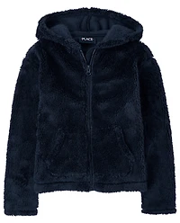 Girls Sherpa Zip-Up Hoodie