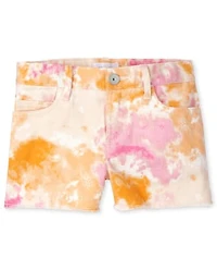 Girls Tie Dye Twill Shortie Shorts