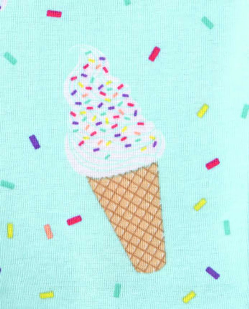 Baby And Toddler Girls Ice Cream Snug Fit Cotton Pajamas 2-Pack