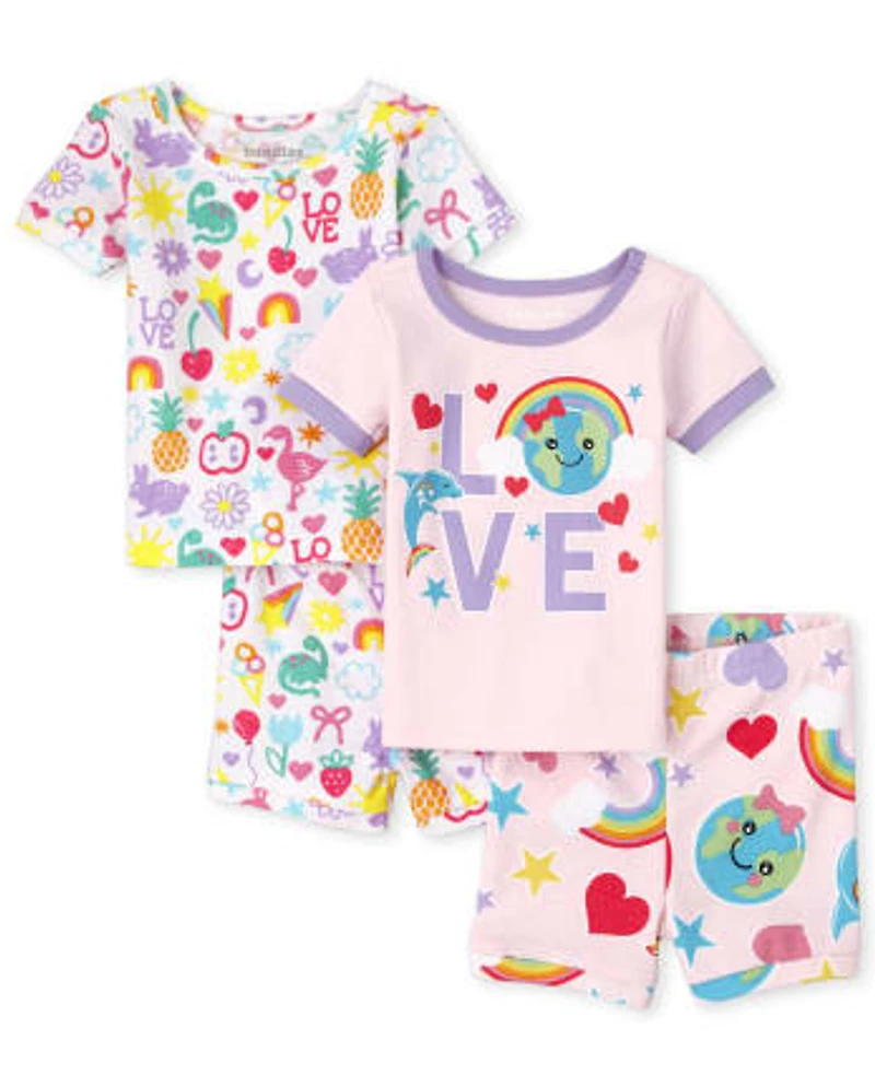 Baby And Toddler Girls Earth Snug Fit Cotton Pajamas 2-Pack