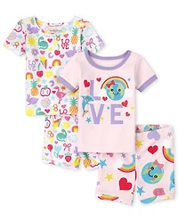 Baby And Toddler Girls Earth Snug Fit Cotton Pajamas 2-Pack
