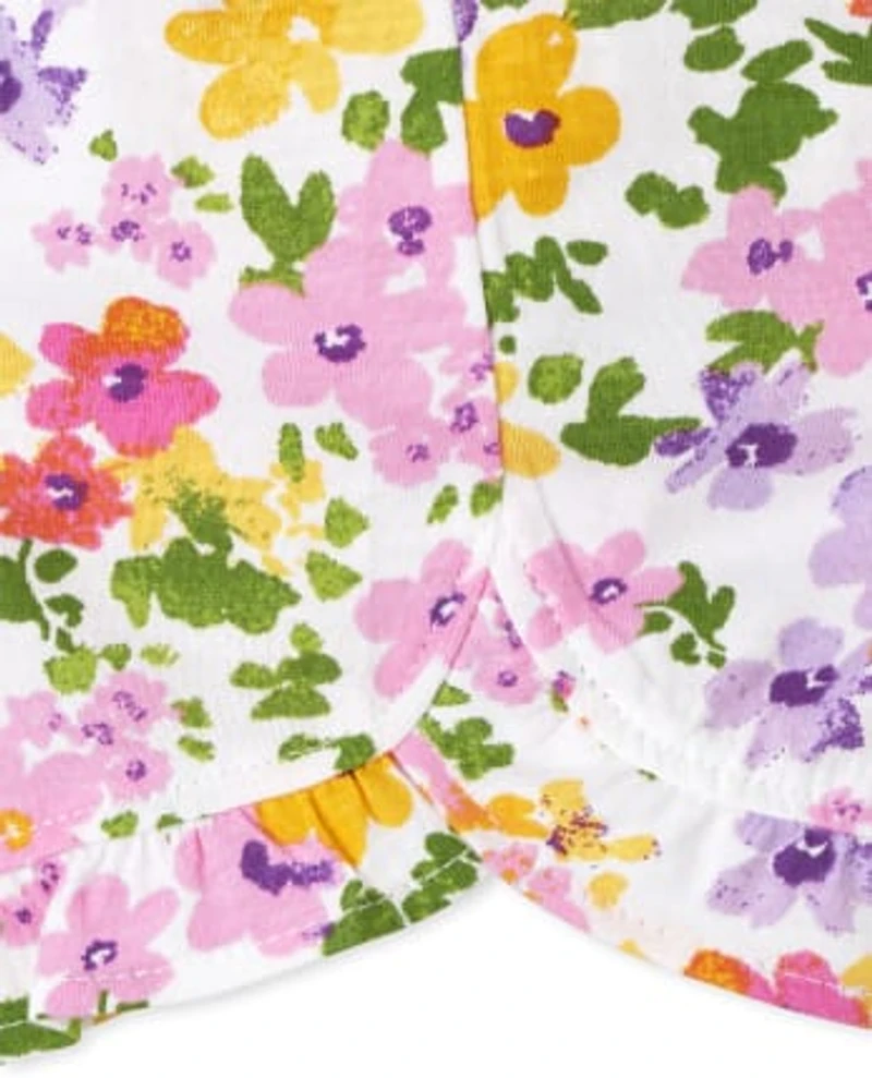 Lot de 3 shorts à volants fleuris pour bébé fille
