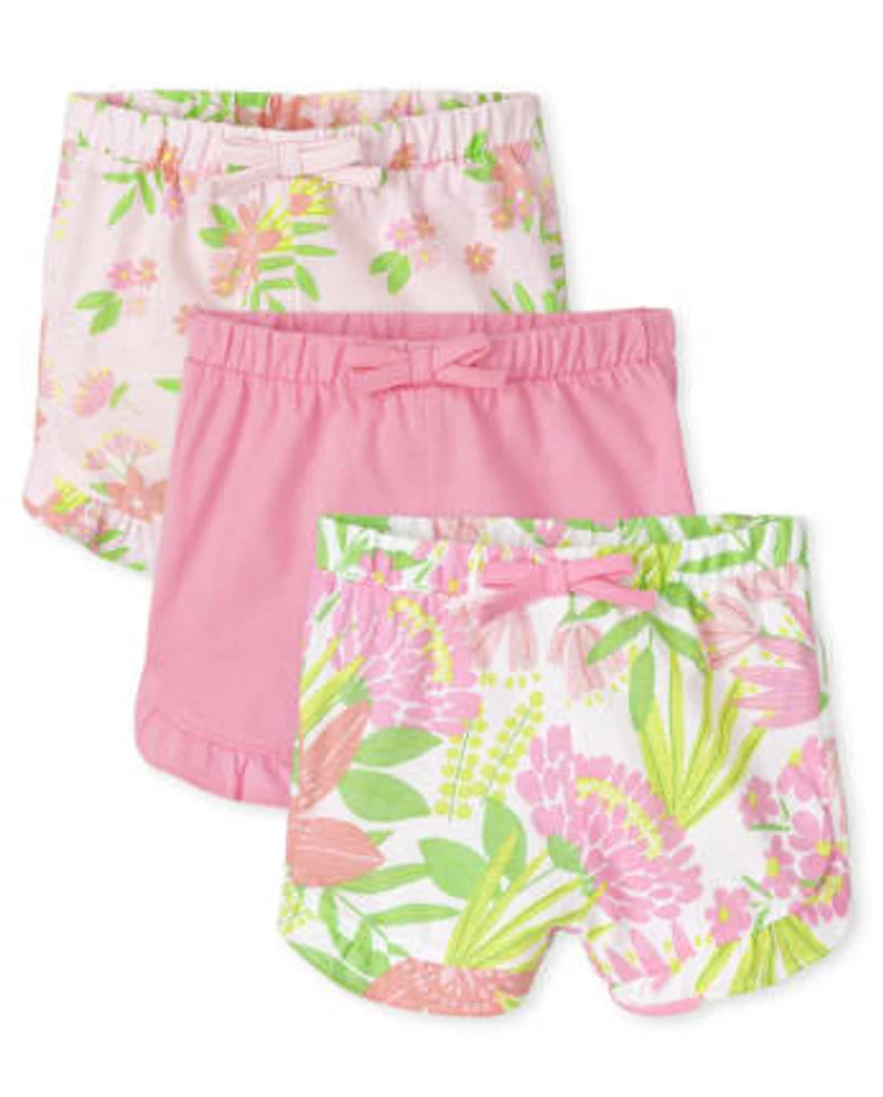 Baby Girls Tropical Ruffle Shorts 3-Pack