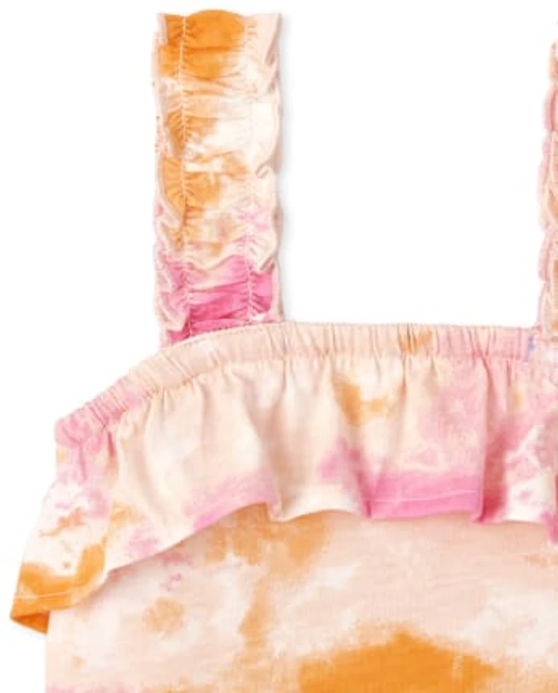 Girls Print Ruffle Tank Top 2-Pack