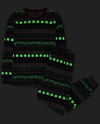Pyjama adulte phosphorescent de Noël jacquard coton