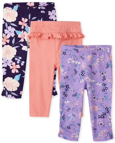 Baby Girls Floral Leggings 3-Pack
