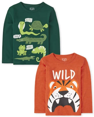 Toddler Boys Animals Graphic Tee 2-Pack
