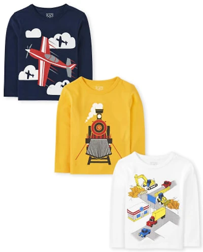 Toddler Boys Vehicle Graphic Tee 3-Pack