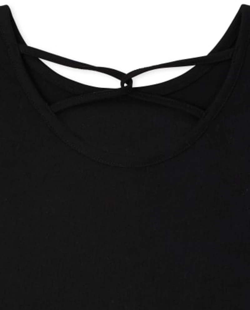 Girls Flip Sequin Cut Out Top
