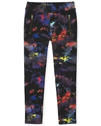 Girls Print Zip Ponte Knit Pull On Jeggings