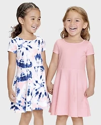 Toddler Girls Tie Dye Everyday Dress 2-Pack