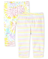 Baby Girls Rainbow Tie Dye Pants 2-Pack
