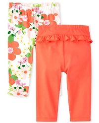 Baby Girls Floral Ruffle Pants 2-Pack