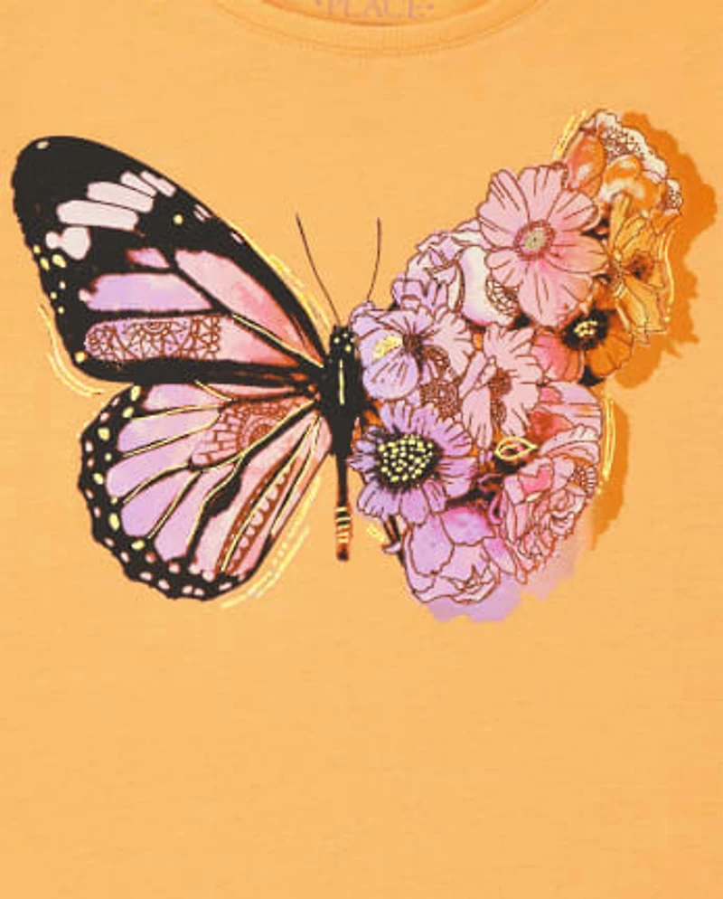 Girls Butterfly Floral Graphic Tee 3-Pack