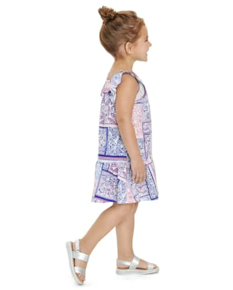 Baby And Toddler Girls Paisley Patchwork Ruffle Dress