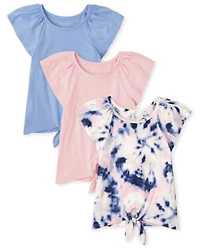Girls Tie Dye Front Top 3-Pack